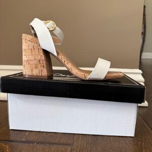 Qupid white block heel sandal
